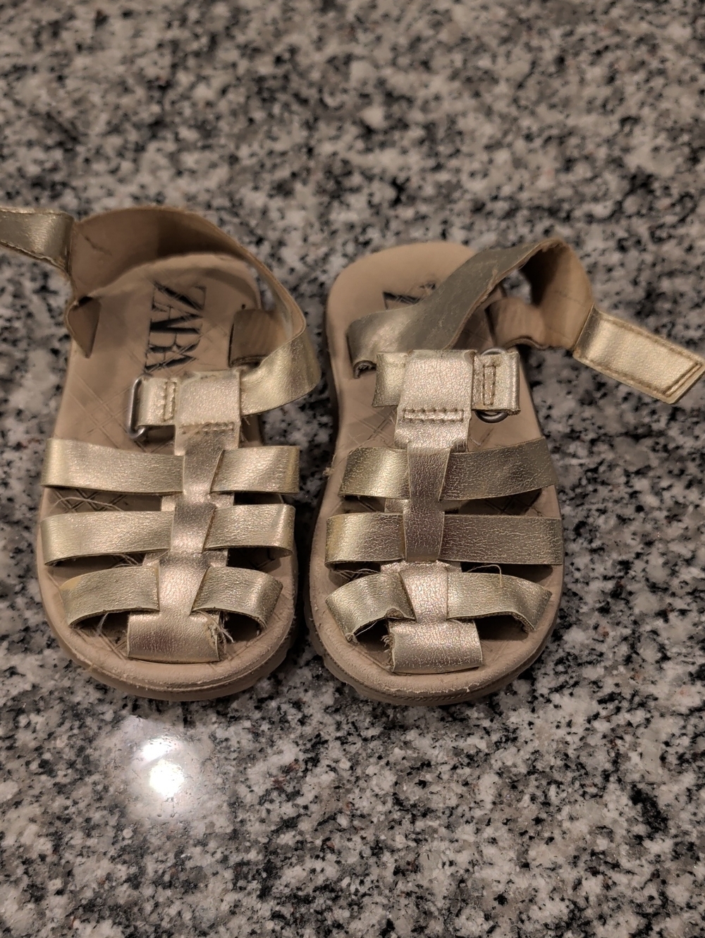 Zara Metallic Gold Kids Strappy Sandals